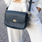 Donkerblauwe leren schoudertas